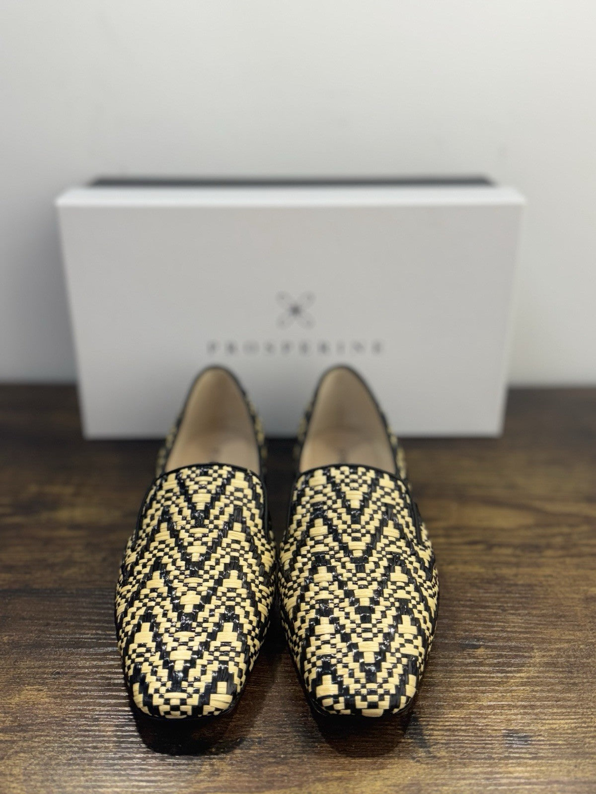 Prosperine Mocassino In Raffia Nero Beige Casual Flat Shoes Donna 37