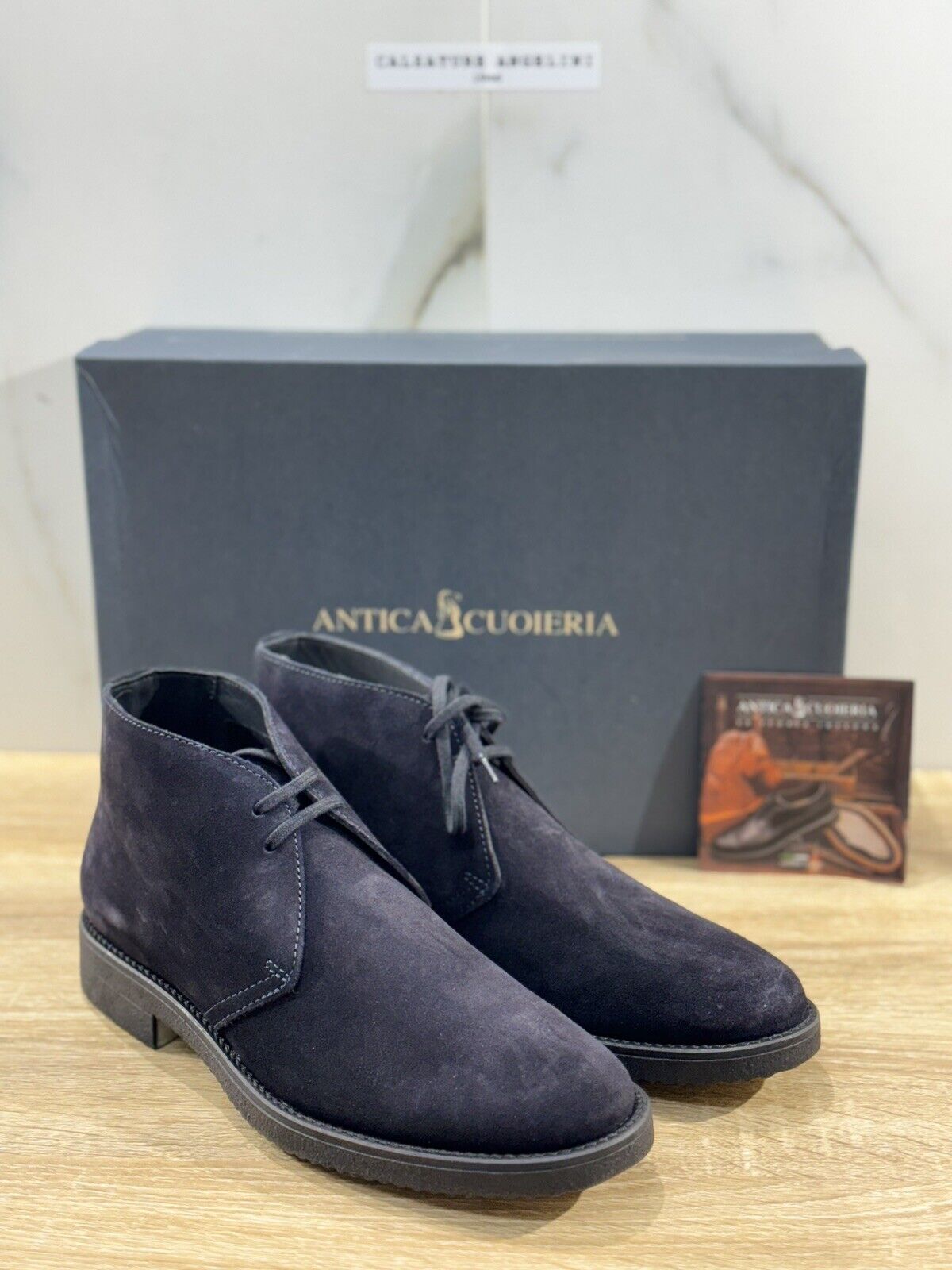 Antica Cuoieria Polacchino  Uomo Suede Blu   Made in Italy 40