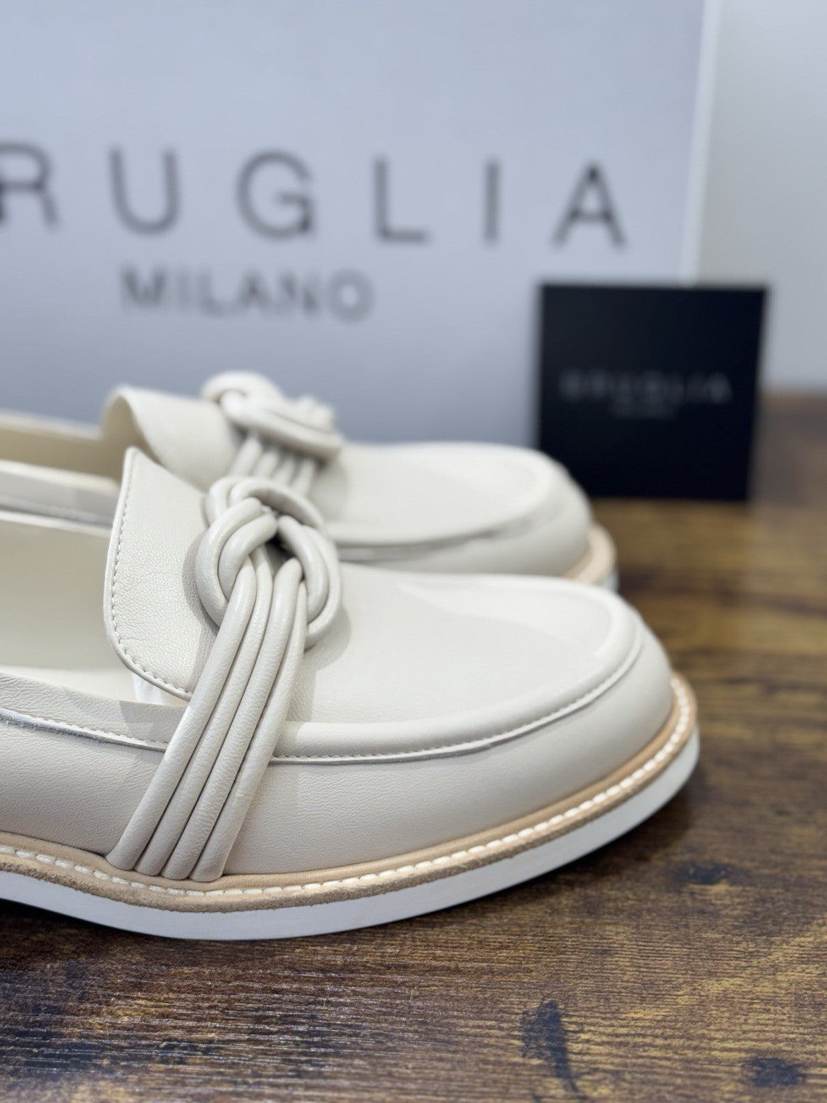 Bruglia Milano Mocassino Beige Pelle  Top Quality Scarpe Donna 40