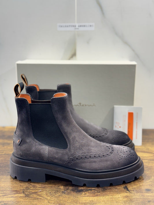 Santoni Chelsea Boot Commando   Suede Dark Grey   Luxury Santoni Uomo 43
