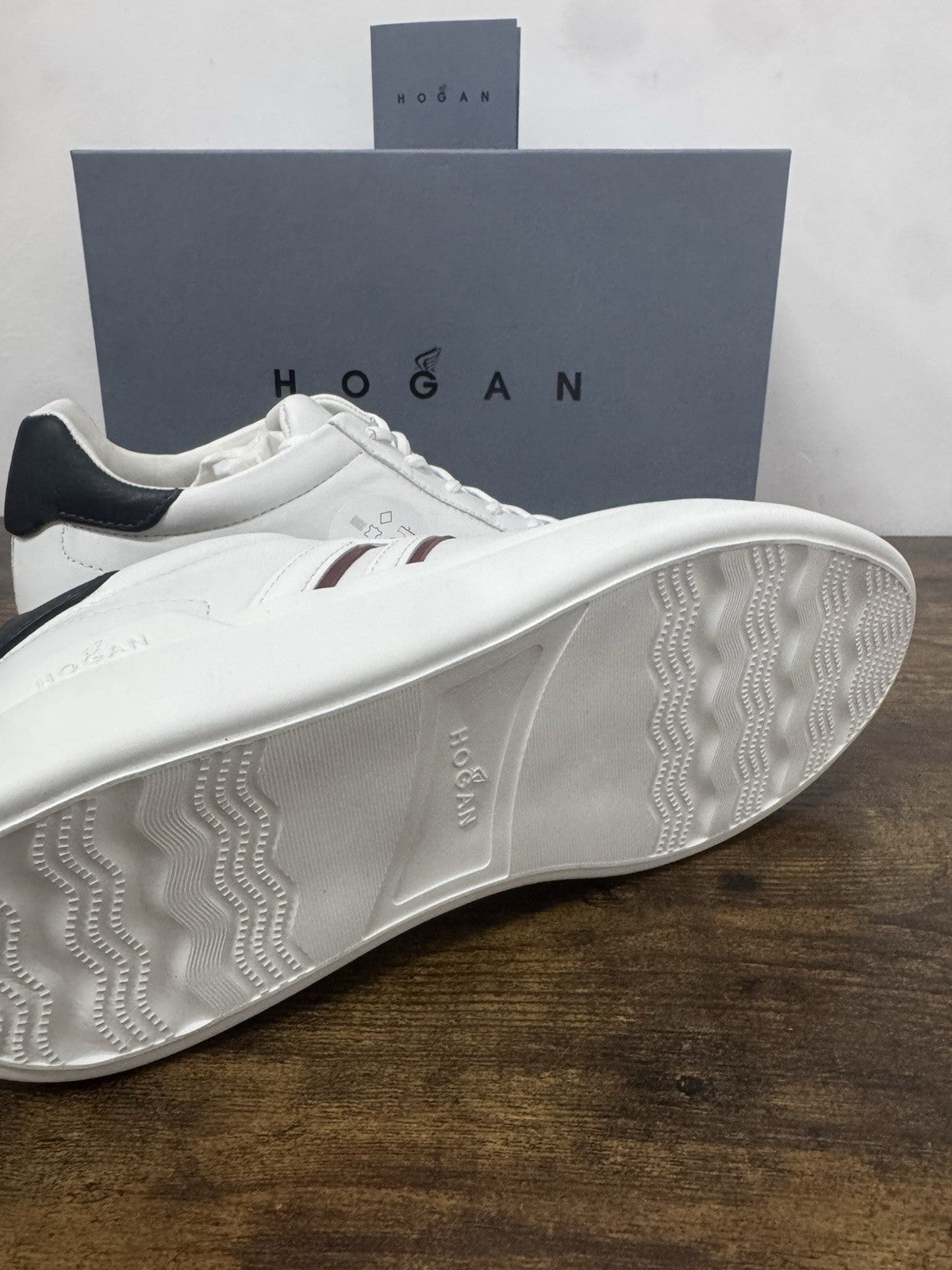 Hogan H580  sneaker Pelle Blu Bianco    memory foam Luxury HoganShoes Uomo 43