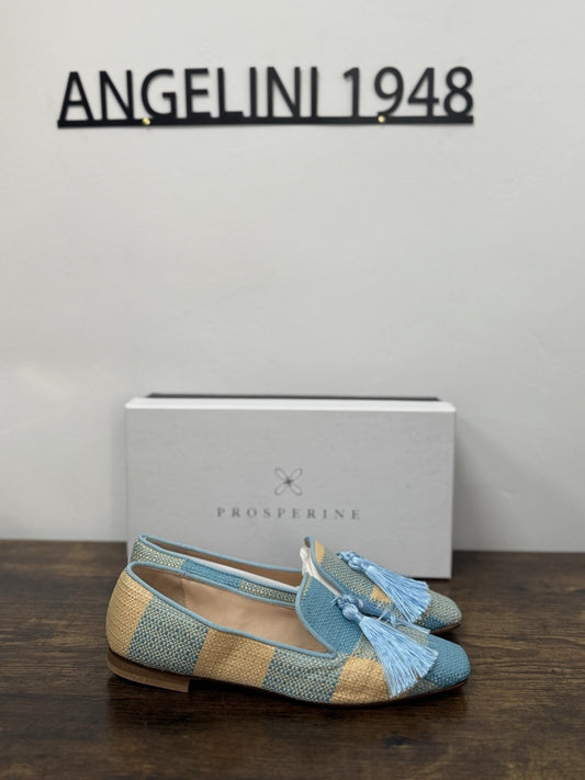 Prosperine Mocassino   Tessuto Reali Celeste     Flat  Scarpa Donna 36