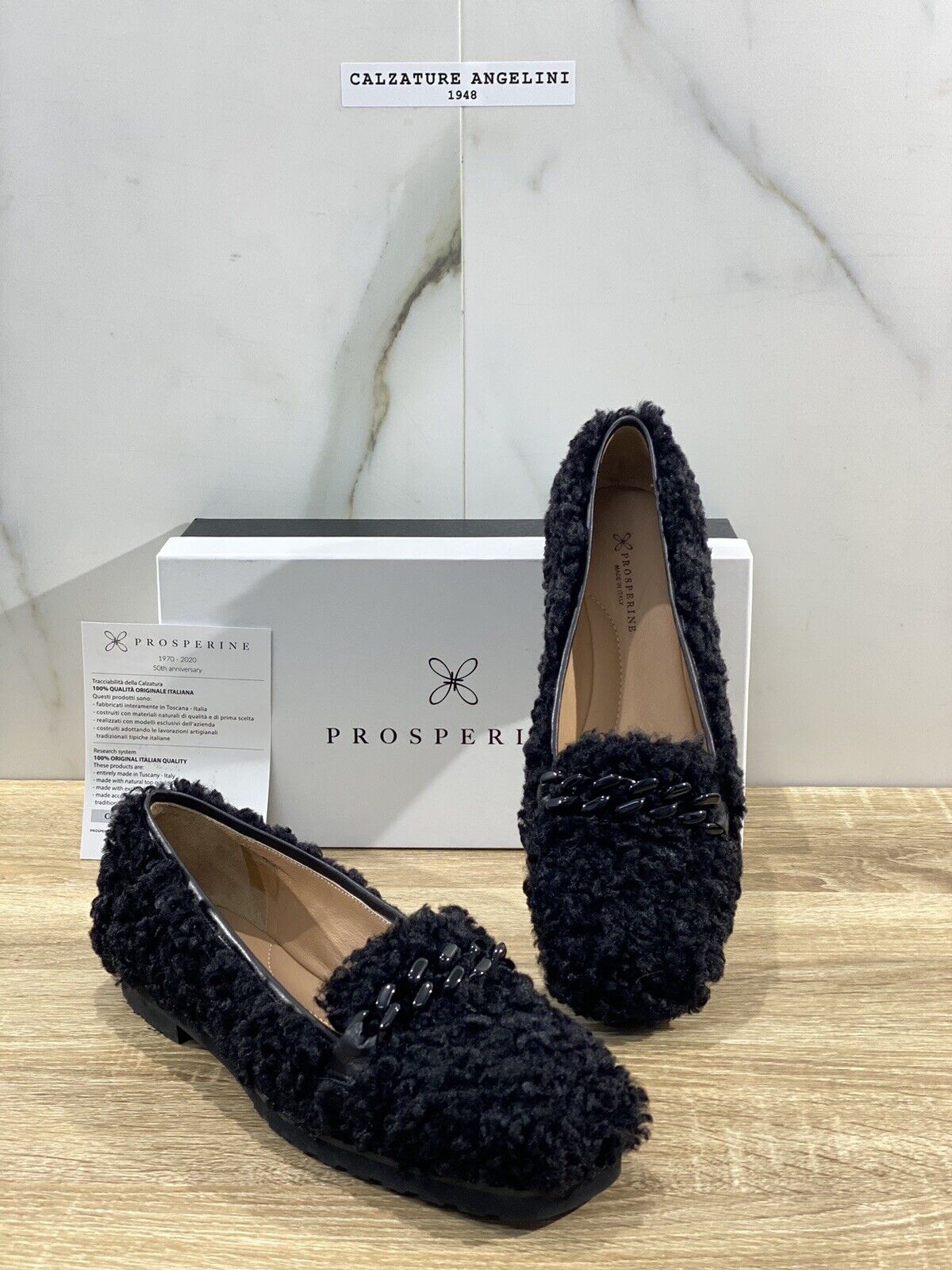 Prosperine Mocassino donna in Fur Joda Nero  luxury made in italy 36