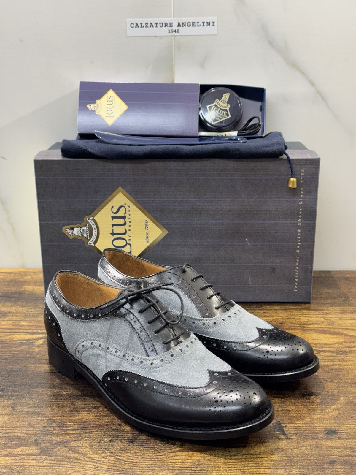 Lotus Of England Stringata Pelle Nera Luxury Goodyear Handmade Scarpa Donna 36