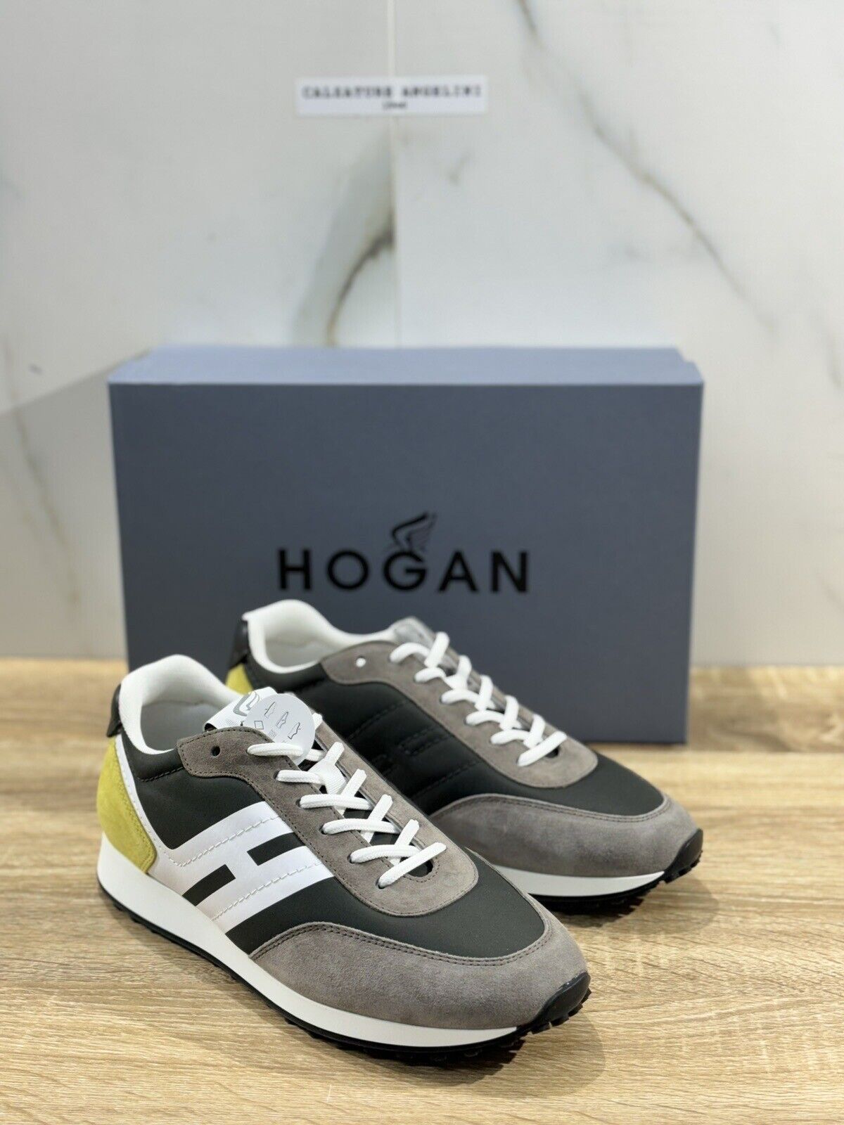 Hogan Sneaker Uomo H429 Pelle Grigia  Luxury Shoes Hogan 41