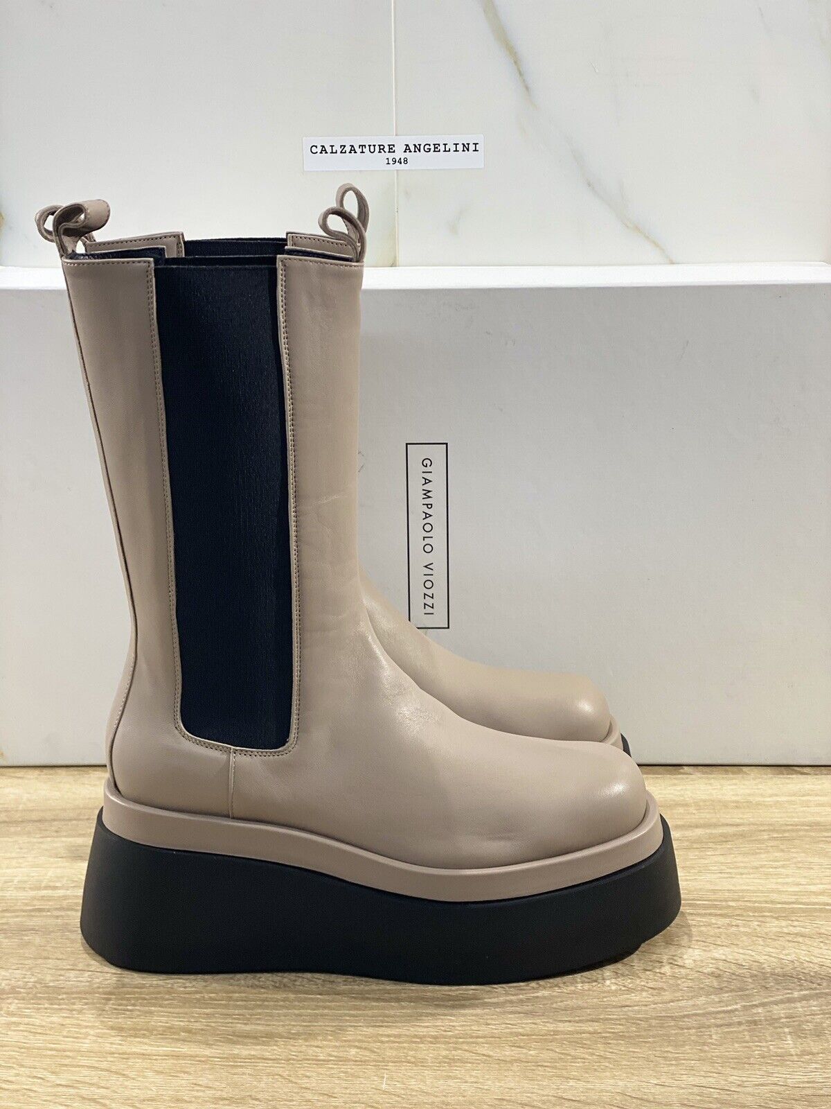 Giampaolo Viozzi Chelsea boot Donna Enna maxi zeppa pelle Tortora 40