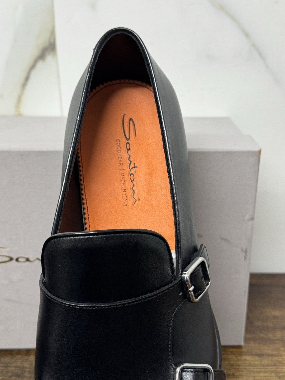 Santoni Doppia Fibbia Peppe Nera Goodyear Luxury Santoni Men Shoes 44