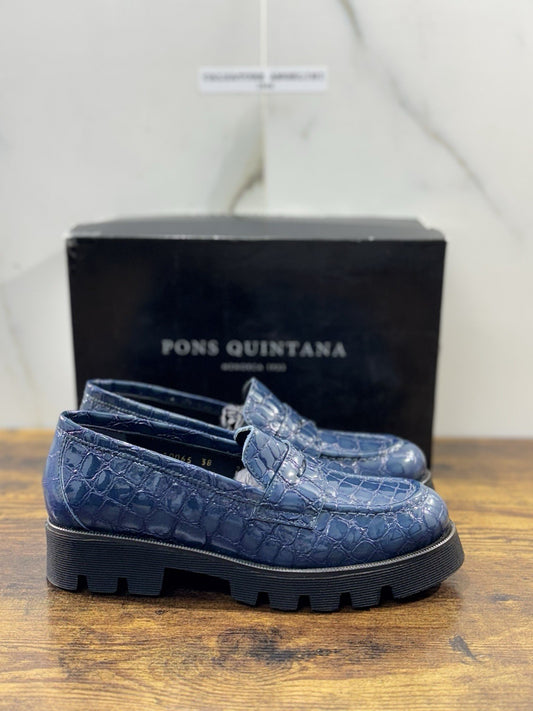 Pons Quintana Mocassino Donna Pelle Blu Extra Light Casual Loafer 38