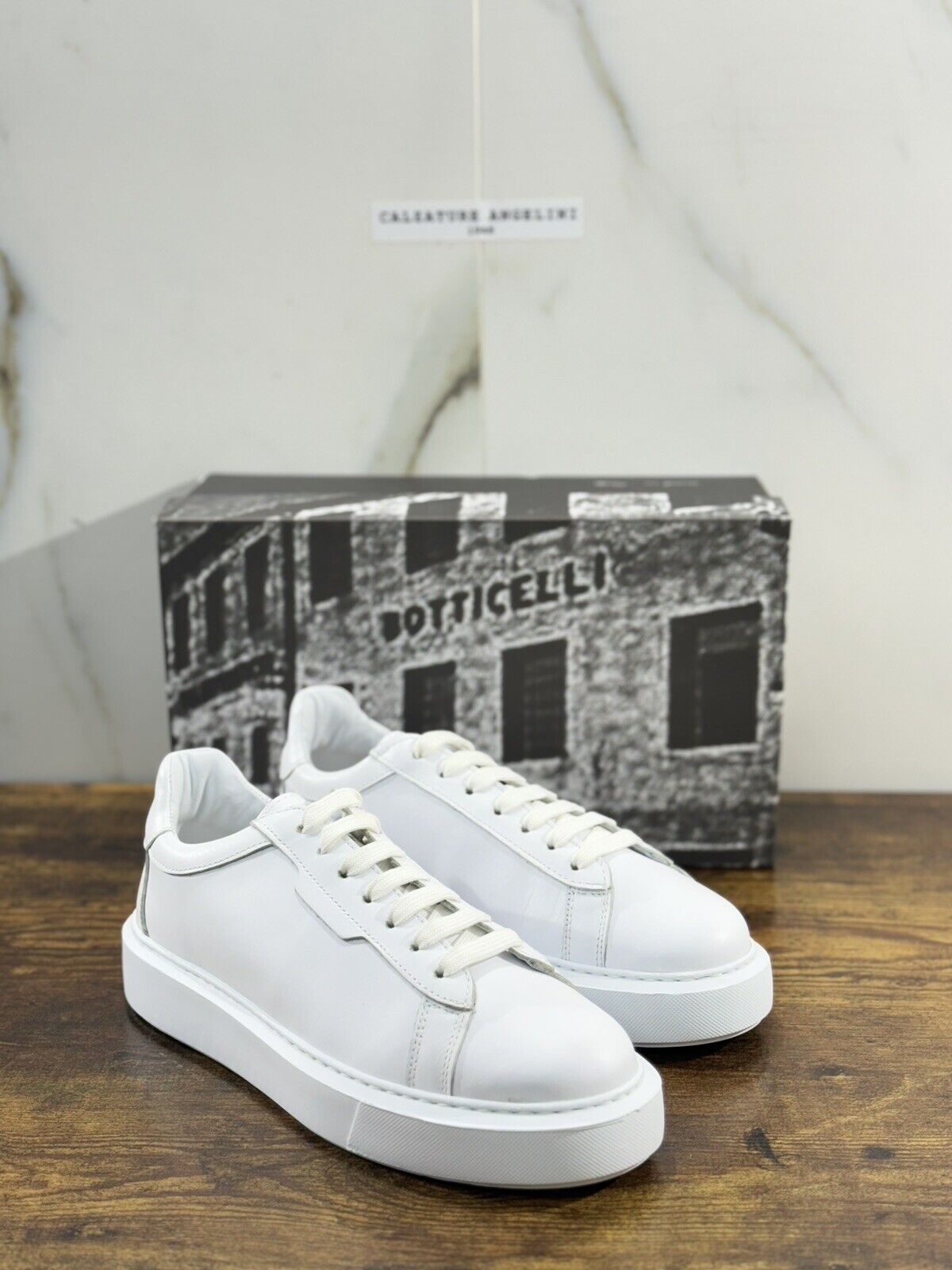 Roberto Botticelli Sneaker Uomo Pelle  Bianca Icon Fondo  Gomma Made In Italy 39