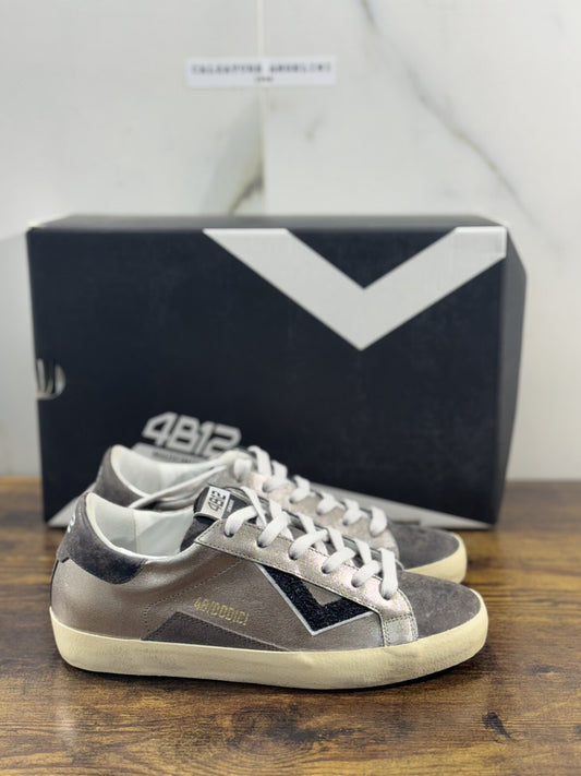 4B12 Sneaker Donna  Suprime  Pelle   Grey Nero   casual shoes men sneaker 38