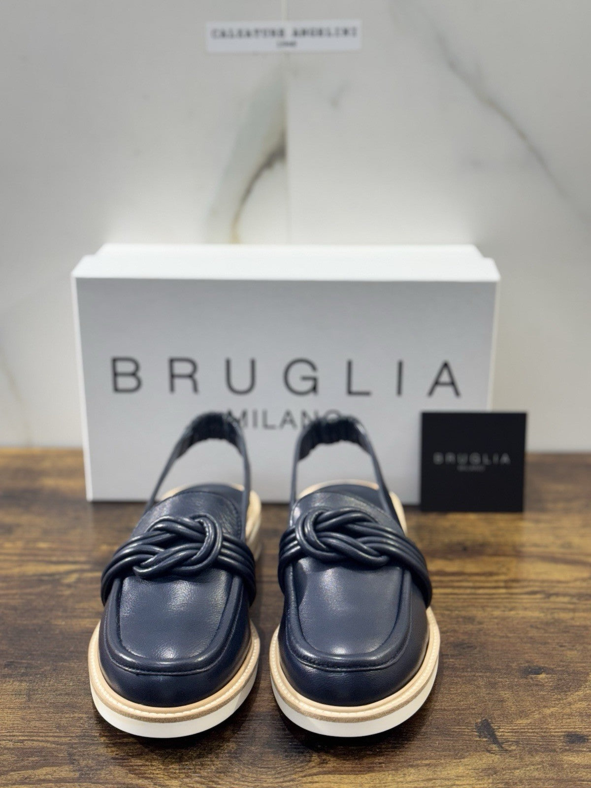 Bruglia Milano Slingback Blu    Pelle  Top Quality Scarpe Donna 40
