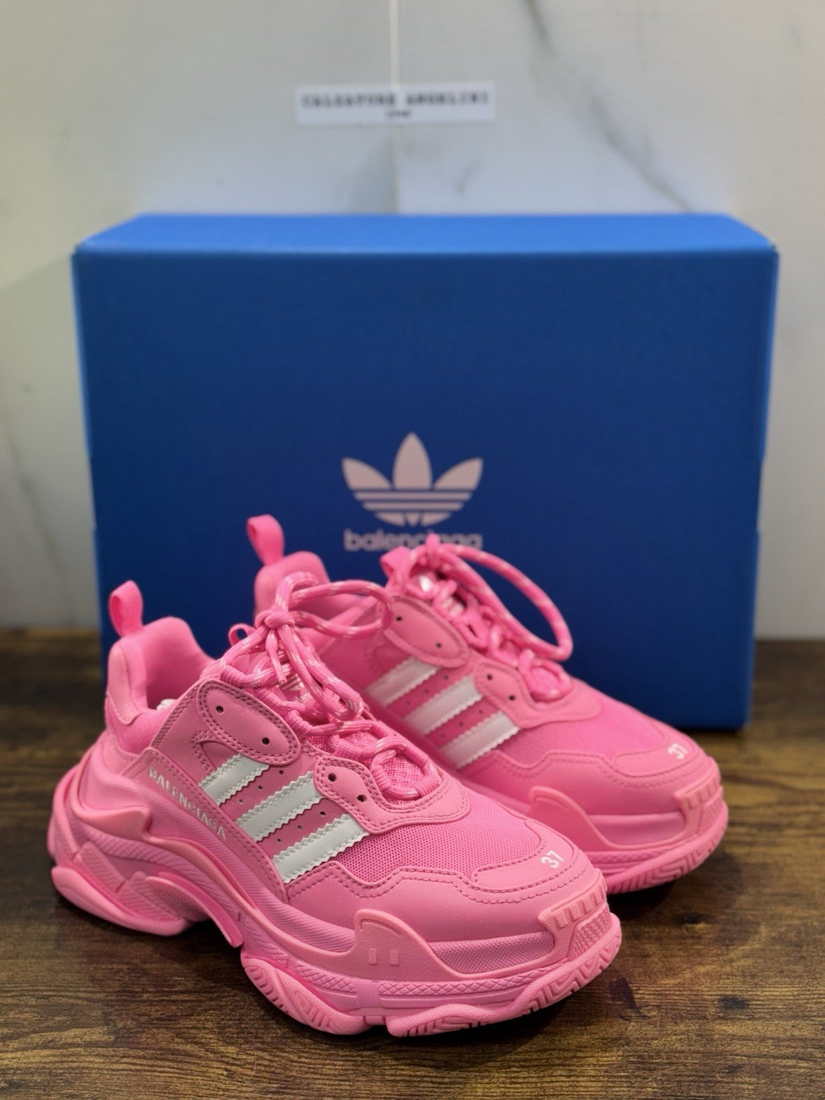 Balenciaga X Adidas Triple S Rosa Neon White Casual Luxury Balenciaga Donna 37