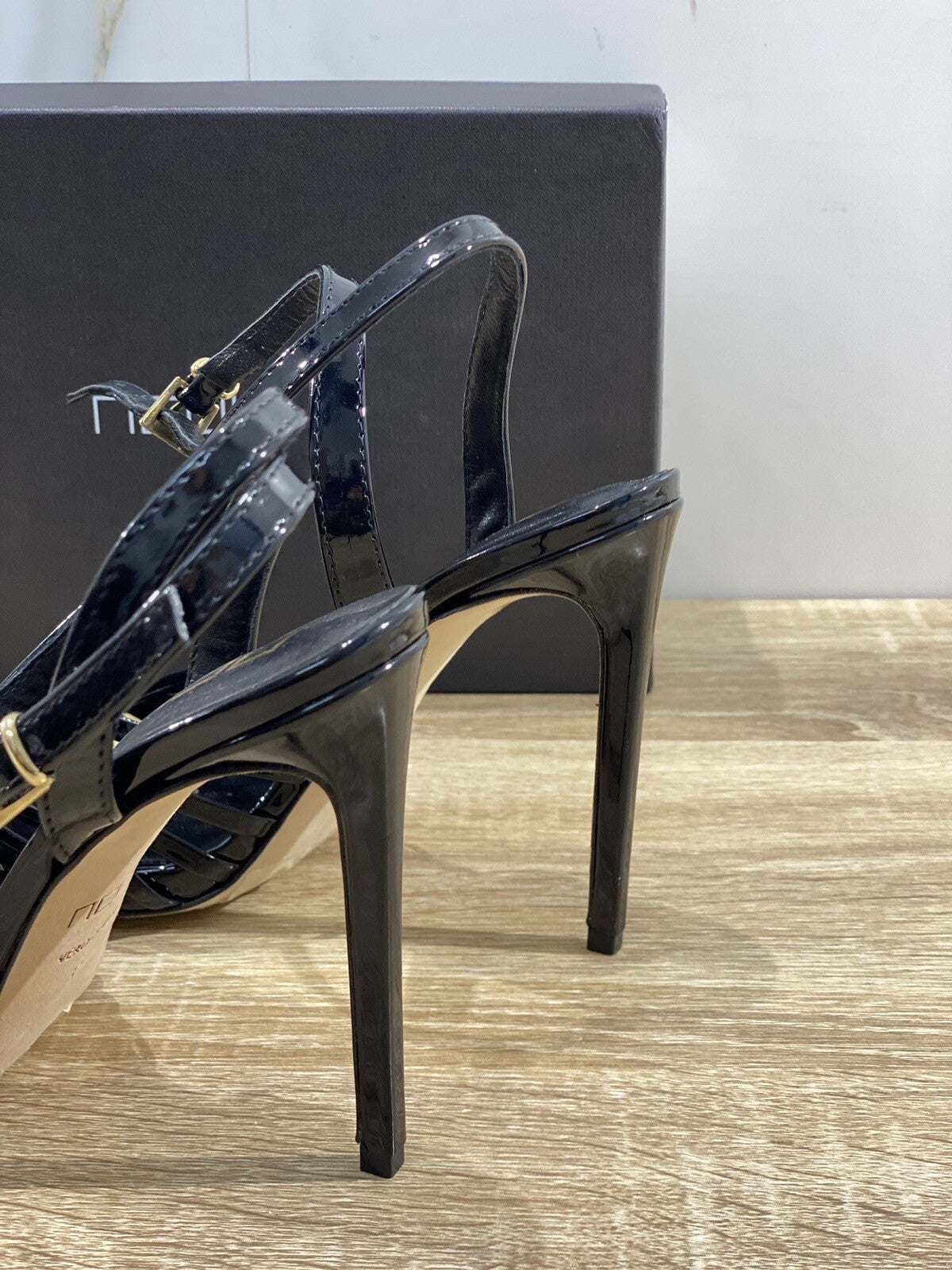 NCUB Sandalo Donna Modello Aura Vernice Nero Luxury Woman Sandal 37
