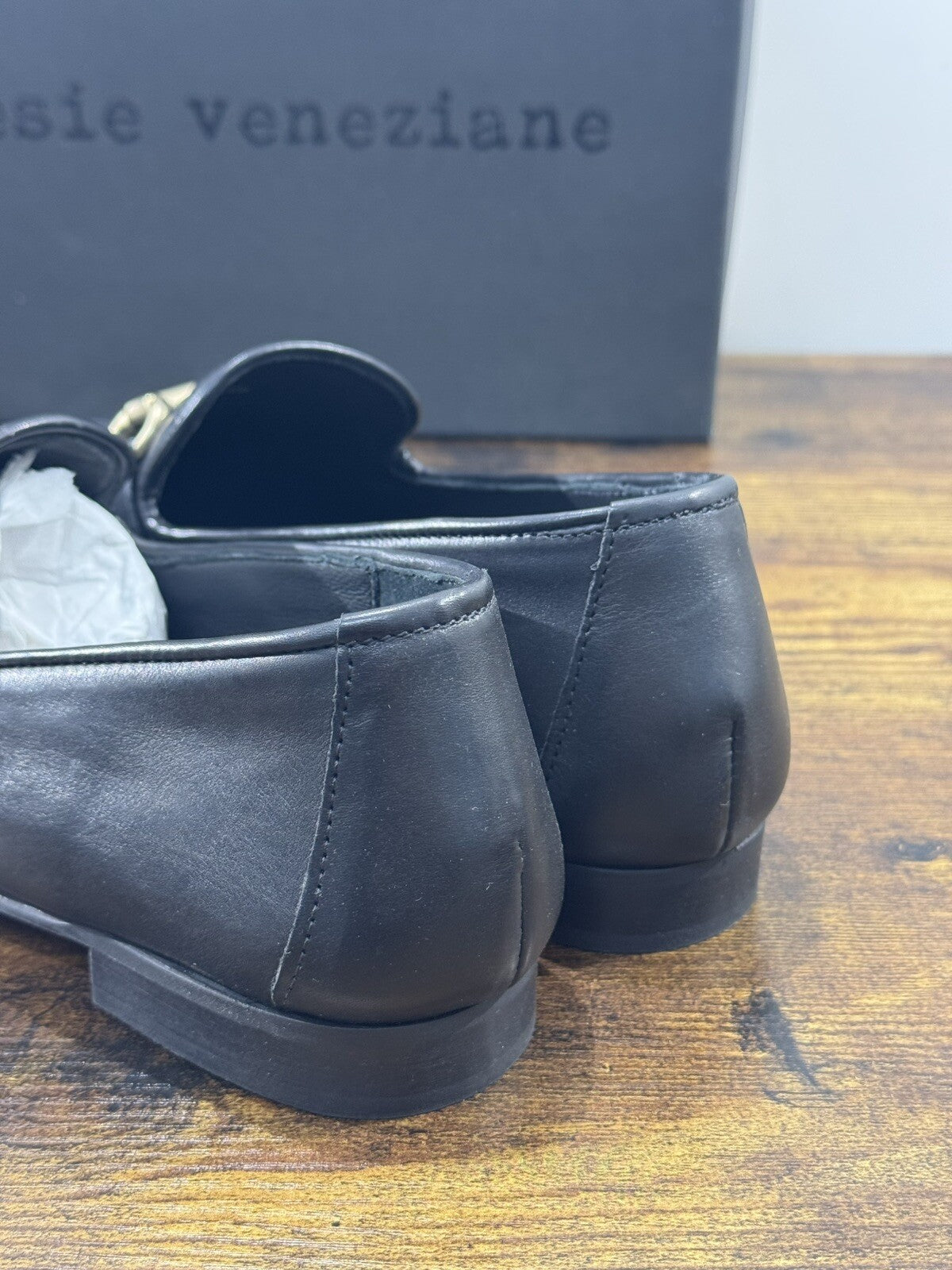 Poesie Veneziane Mocassino Donna Pelle Nera  Casual Loafer 38