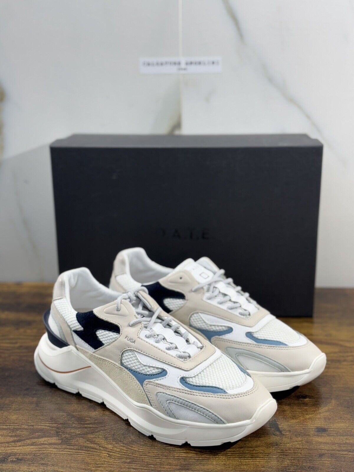 D.A.T.E Fuga Dragon White Blue  Uomo  sneaker Suede   Casual Shoes 43