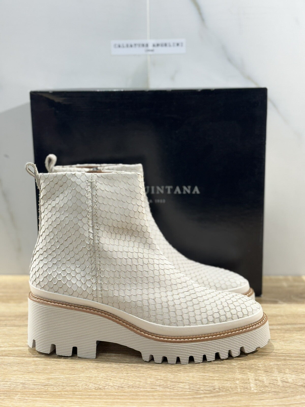 Pons Quintana Stivaletto Donna Carm B Pelle Bianca   Zeppa  Luxury Boot 40
