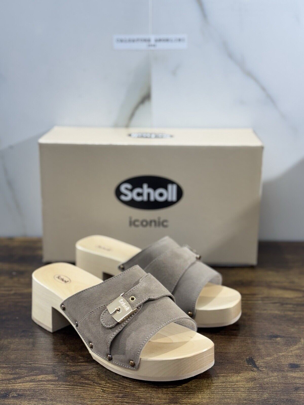 Scholl Iconic Zoccolo Donna Suede Beige Casual Clogs 39