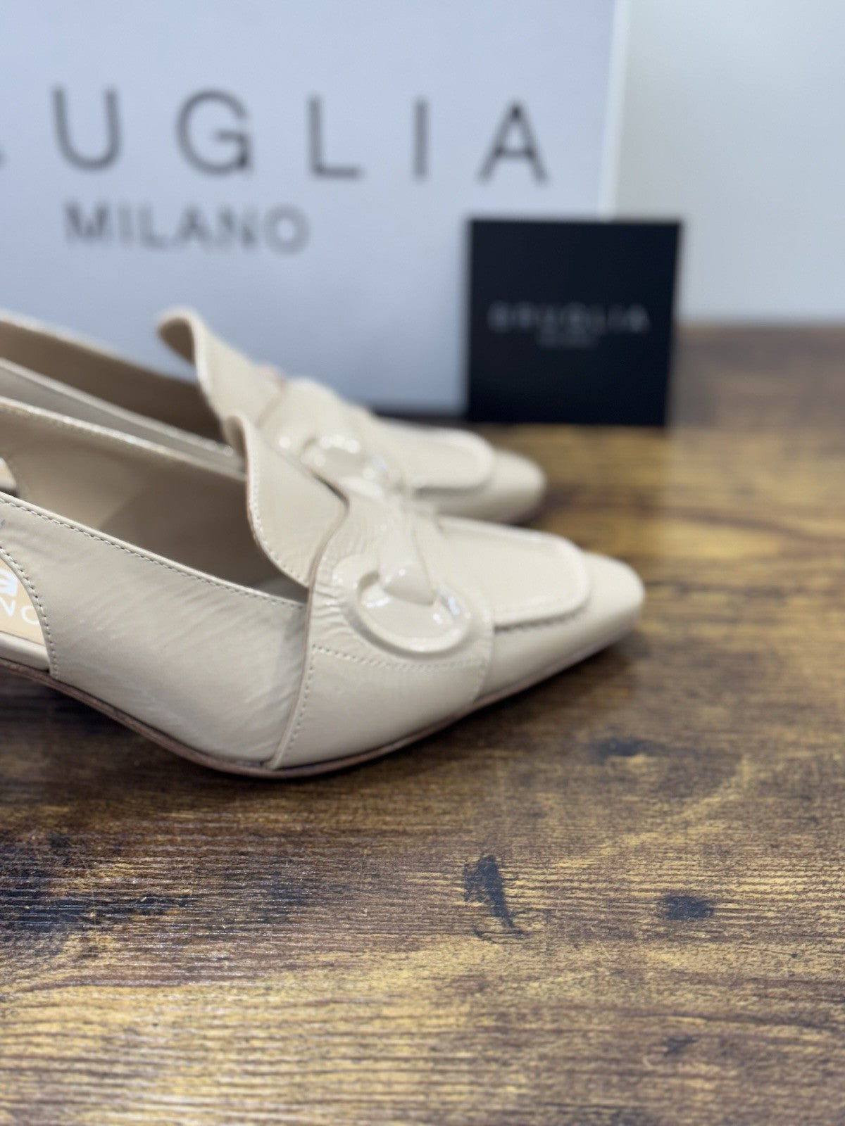 Bruglia Milano Slingback Beige Con Tacco Top Quality Scarpe Donna 38