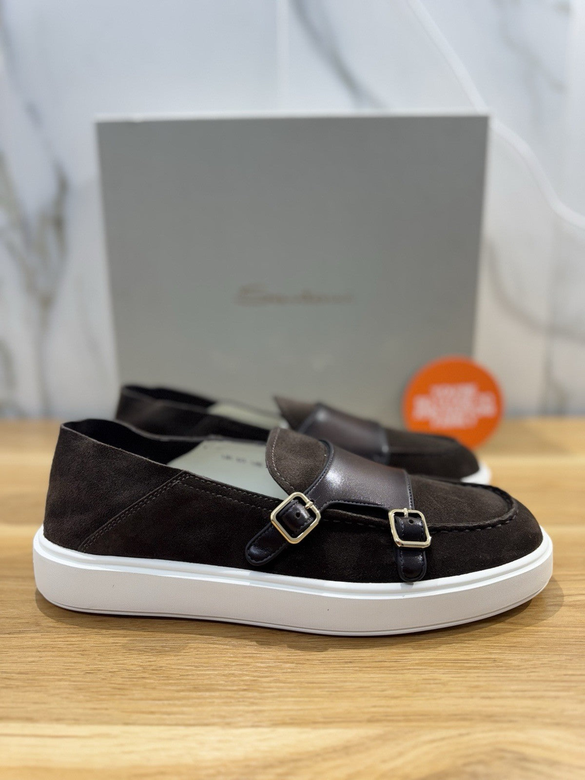 Santoni Mocassino Doppia Fibbia Suede  Marrone Icon Casual Santoni Uomo 44