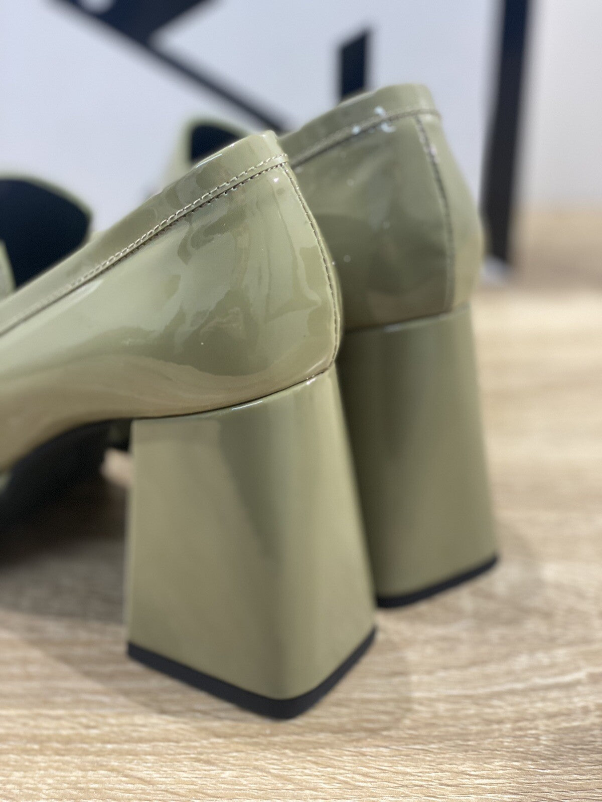 Giampaolo Viozzi mocassino donna plateau vernice oliva 38
