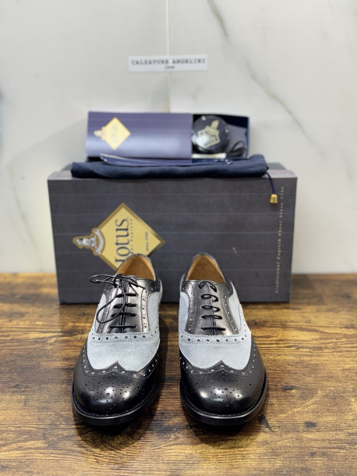 Lotus Of England Stringata Pelle Nera Luxury Goodyear Handmade Scarpa Donna 36