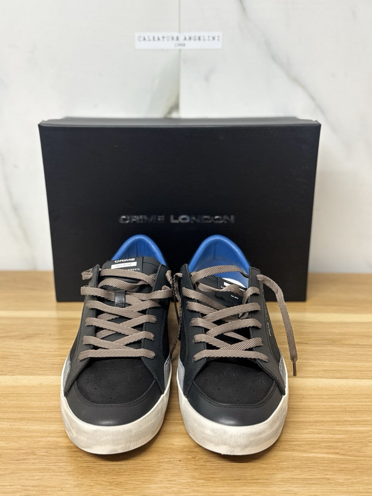 Crime London Sneaker Sk8 Deluxe Casual Pelle Nero  Uomo 44