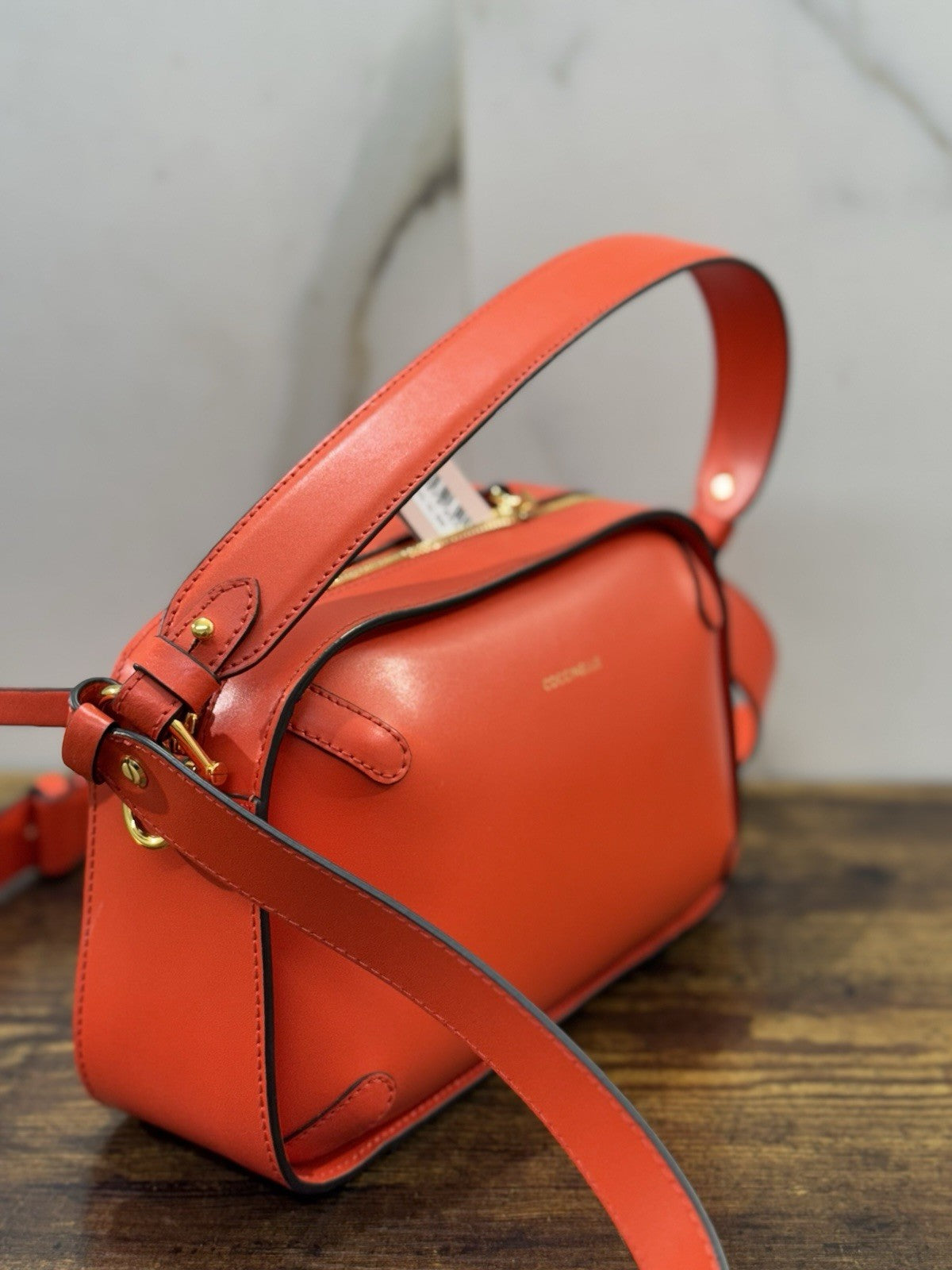 Coccinelle Borsa Maleta Pelle Corallo  100% Pelle Made In Italy Donna
