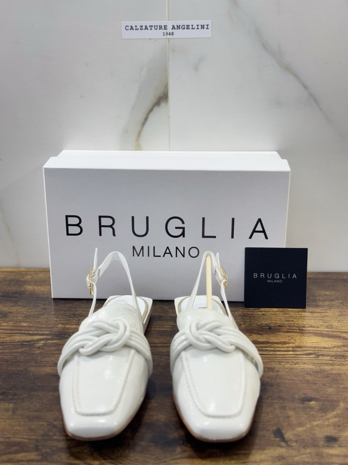 Bruglia Milano Slingback Bianco   Pelle  Top Quality Scarpe Donna 40