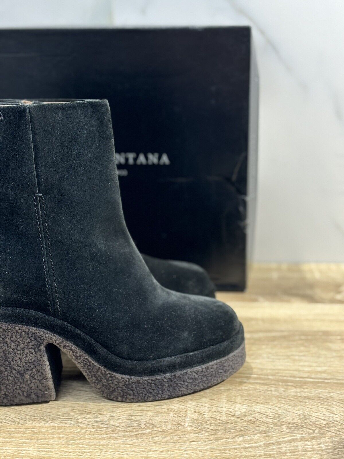 Pons Quintana Stivaletto Donna Esther Suede Nero Con Tacco Luxury Boot 39