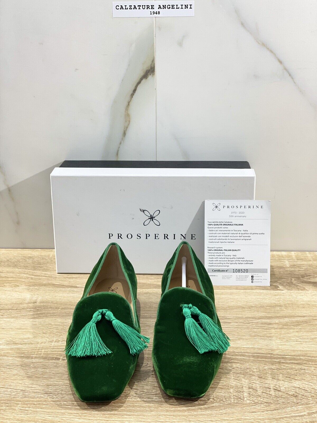 Prosperine Mocassino donna in Velluto Verde luxury made in italy 38