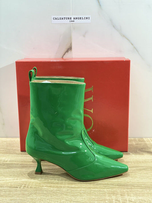 WO Milano tronchetto donna vernice verde casual boot  luxury 37