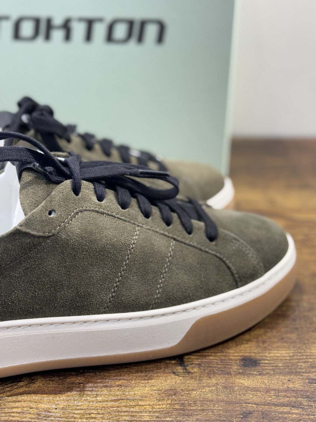 Stokton Sneaker Pelle Suede Verdone  100% Made In Italy Uomo 40