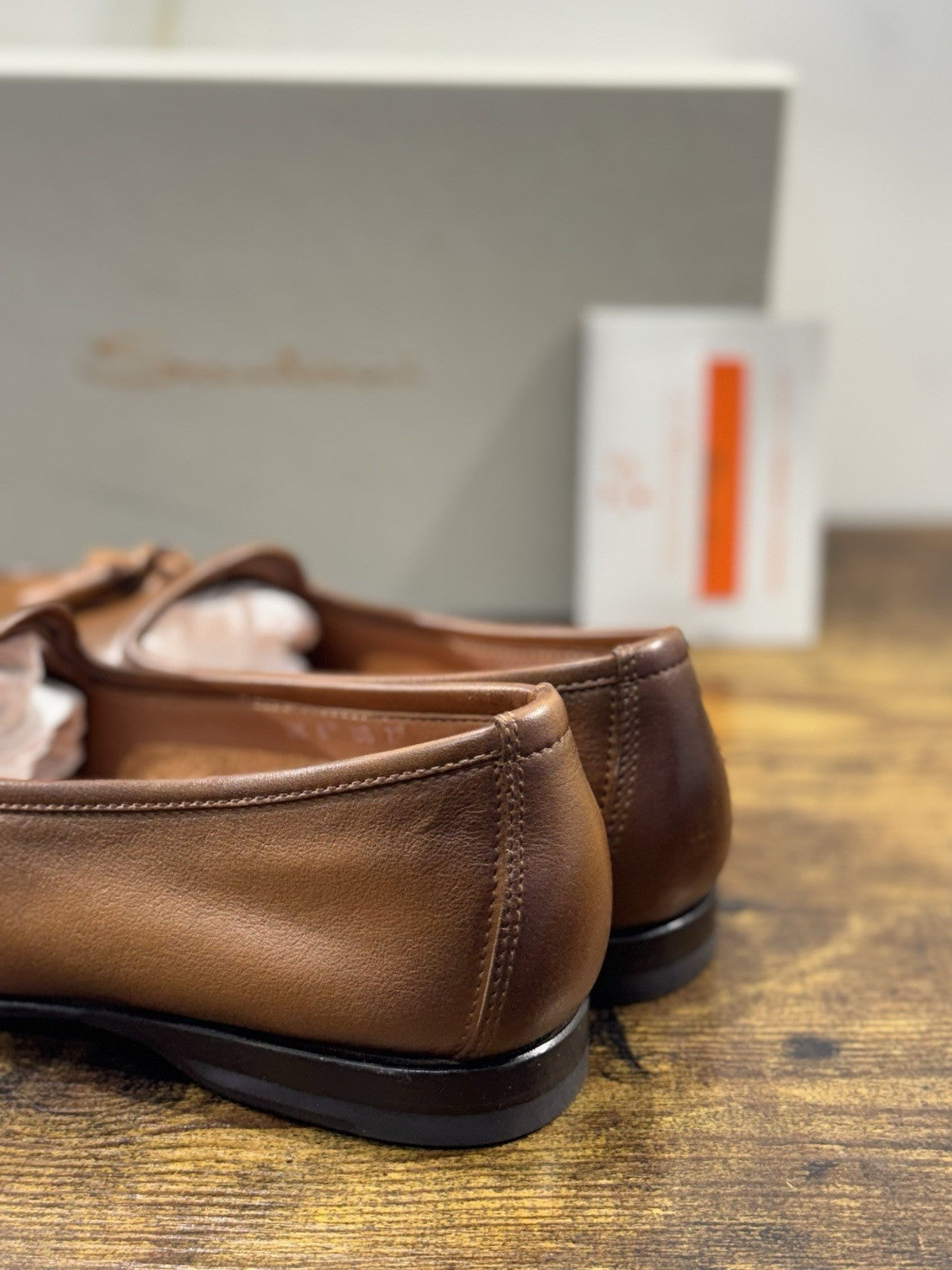 Santoni Mocassino Nappine Pelle Cuoio  Luxury Men Shoes Goodyear  Uomo 40.5