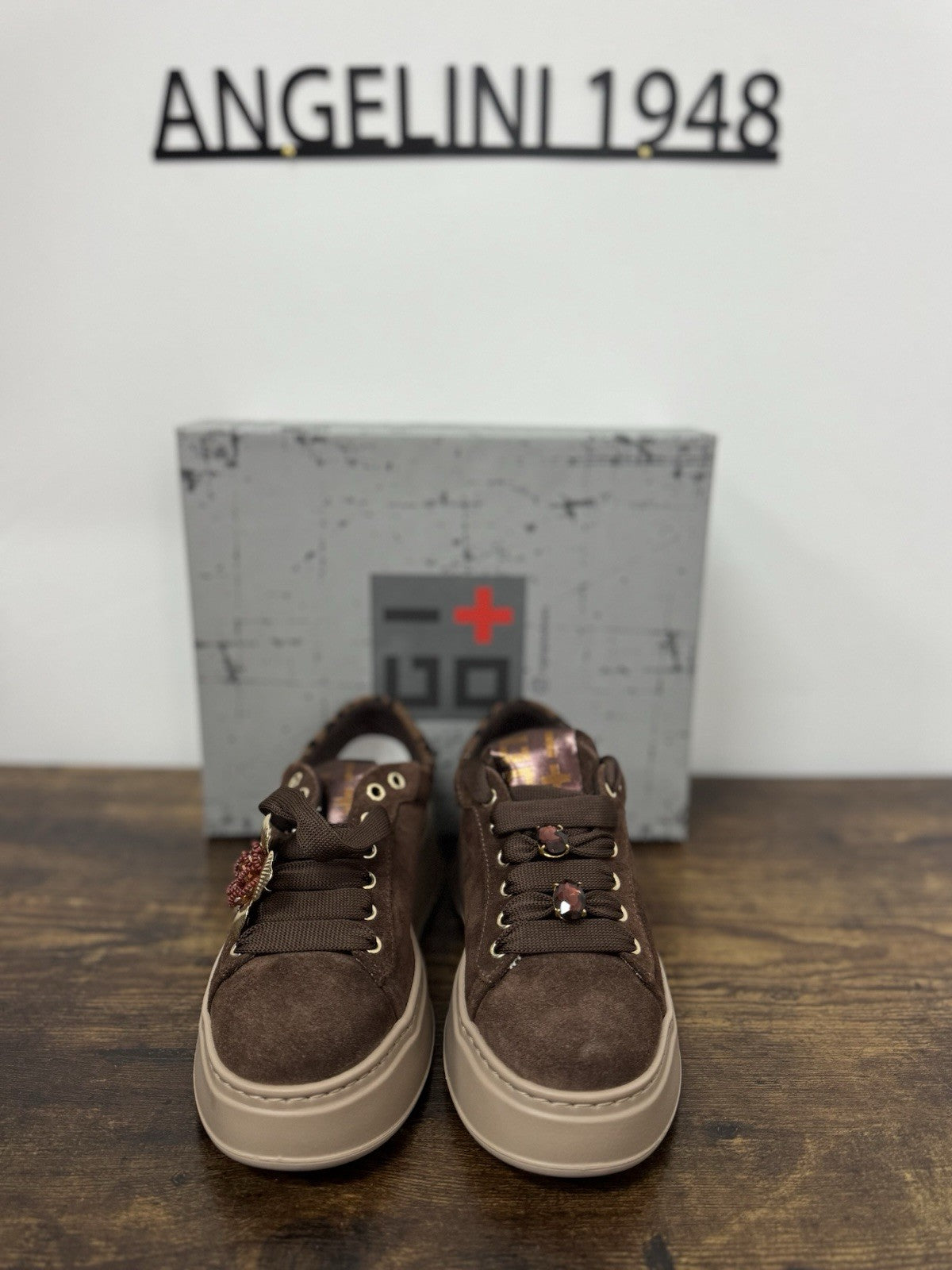 Gio + Sneaker Suede Cioccolato Zeppa Extra Light Donna 36