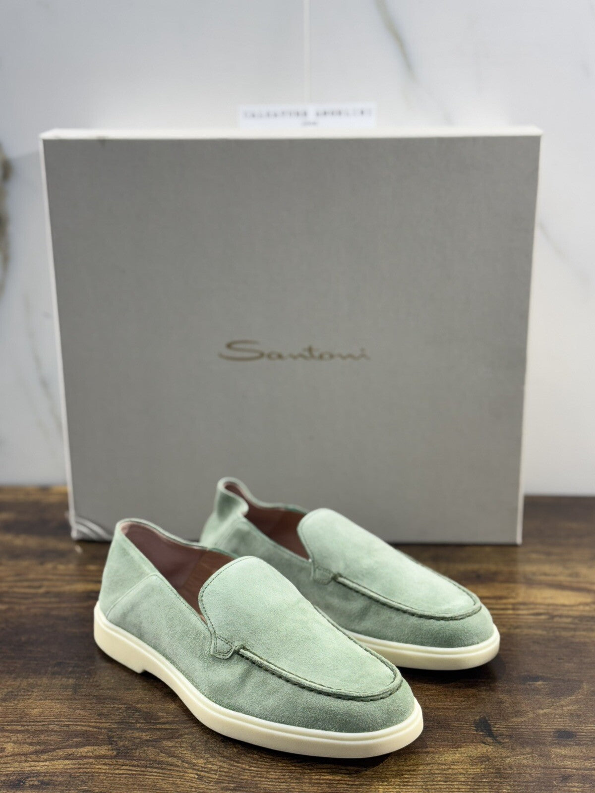 Santoni Mocassino Donna Summer Walk Light Green Suede Casual Loafer Santoni 37.5