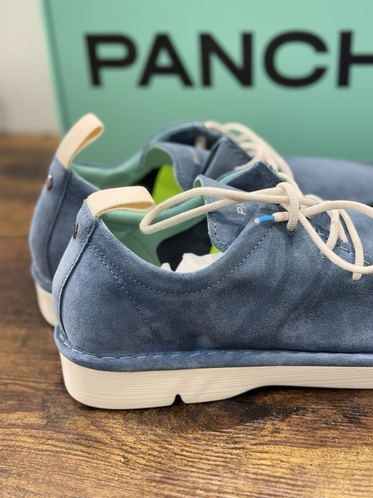 Panchic Lace Up Scarpa Suede Blu Casual Uomo 45