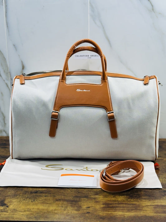 Borsone  Weekend Viaggio Santoni  Travel Bag Santoni Men Business Arancio