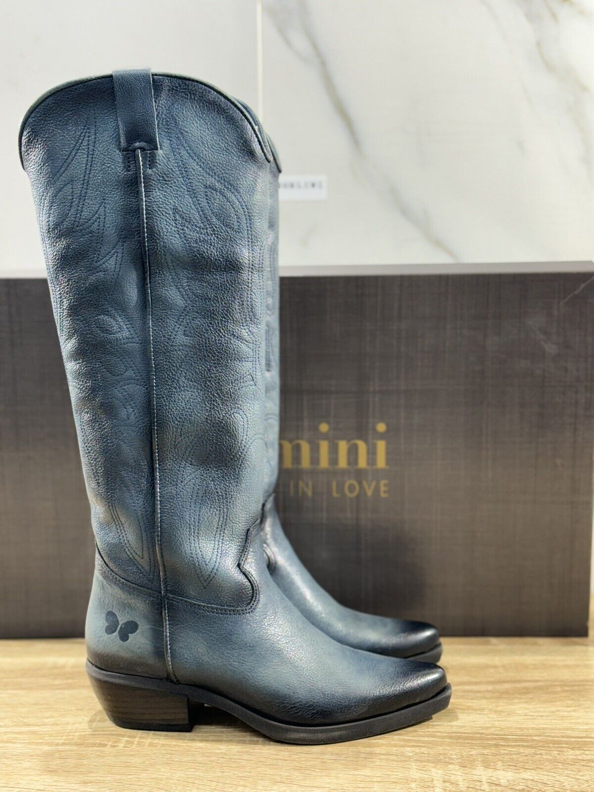 Felmini Texano Donna Pelle Jeans Casual Texan Boot Made In Italy 36