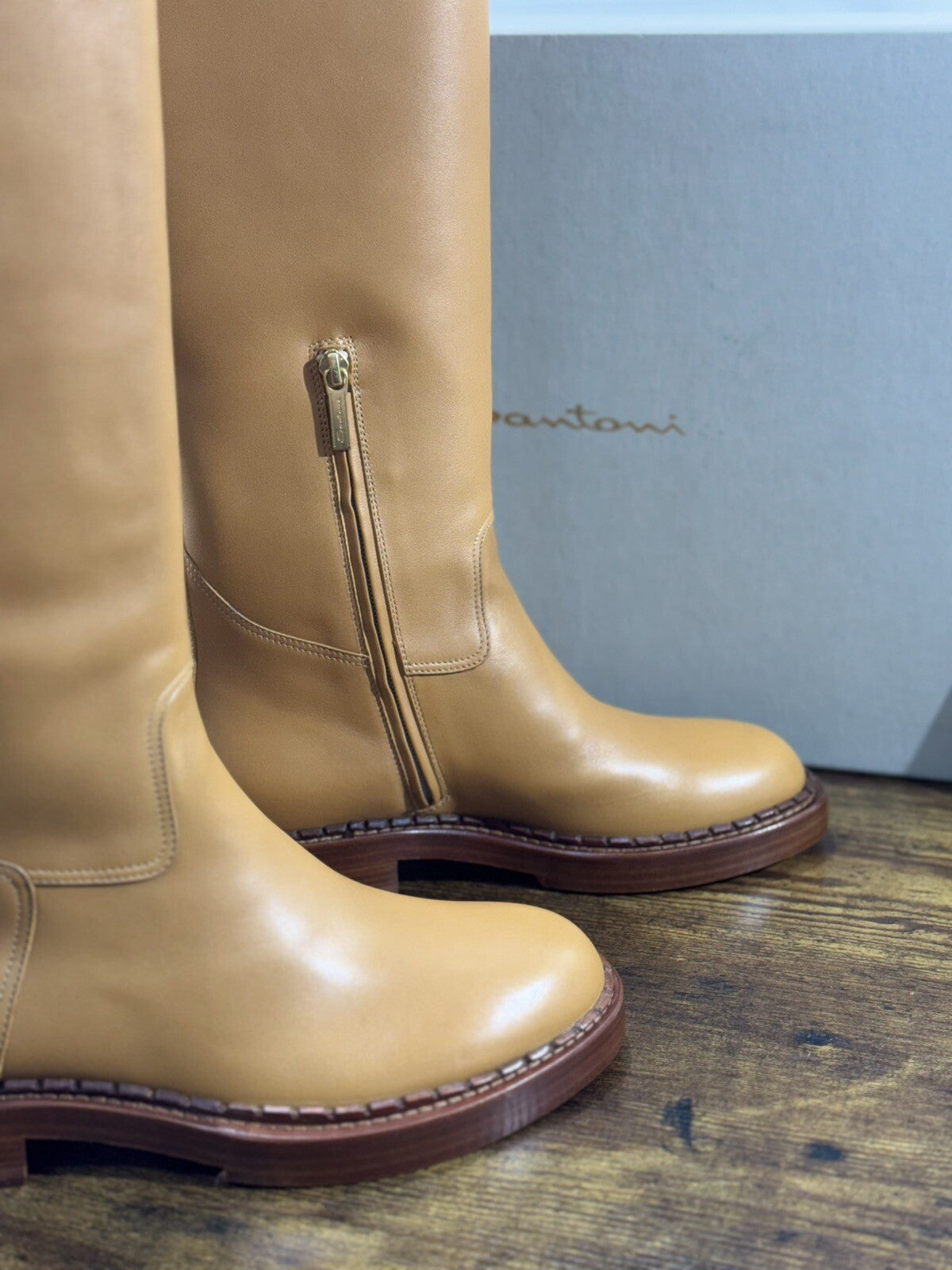 Santoni Stivali Donna In Pelle Cuoio Luxury Woman Boot Santoni 37