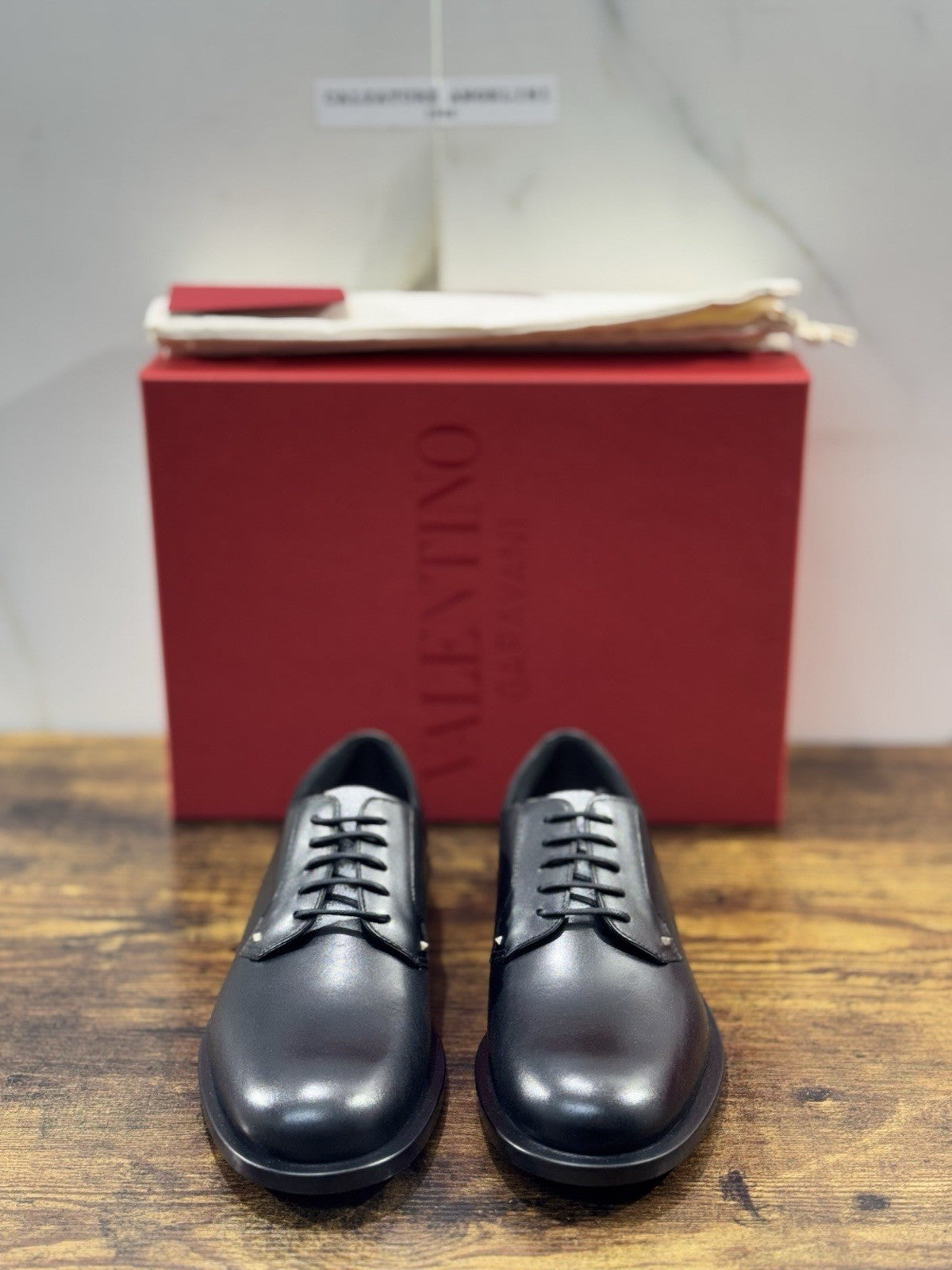 Valentino GARAVANI Stringata One Stud Pelle Nero Casual Scarpa Donna 36.5