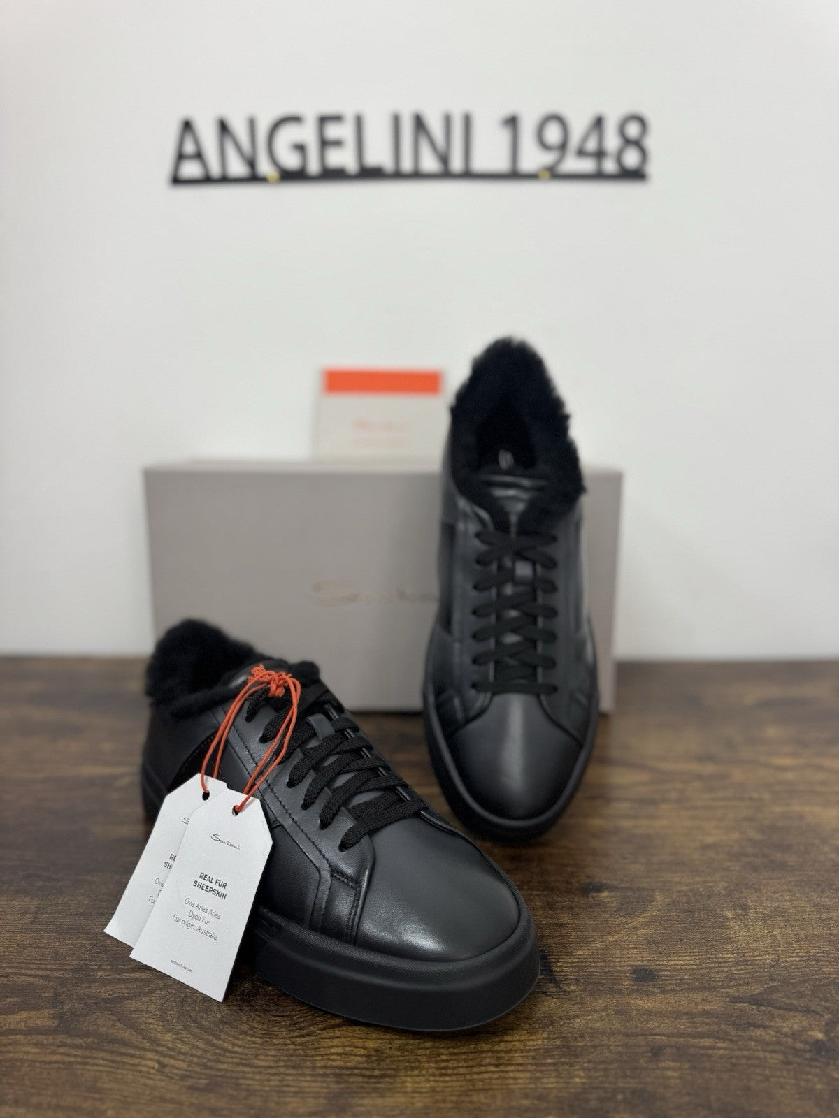 Santoni Sneaker Pelle Grey Fur Interna Luxury Scarpa Santoni Uomo 42