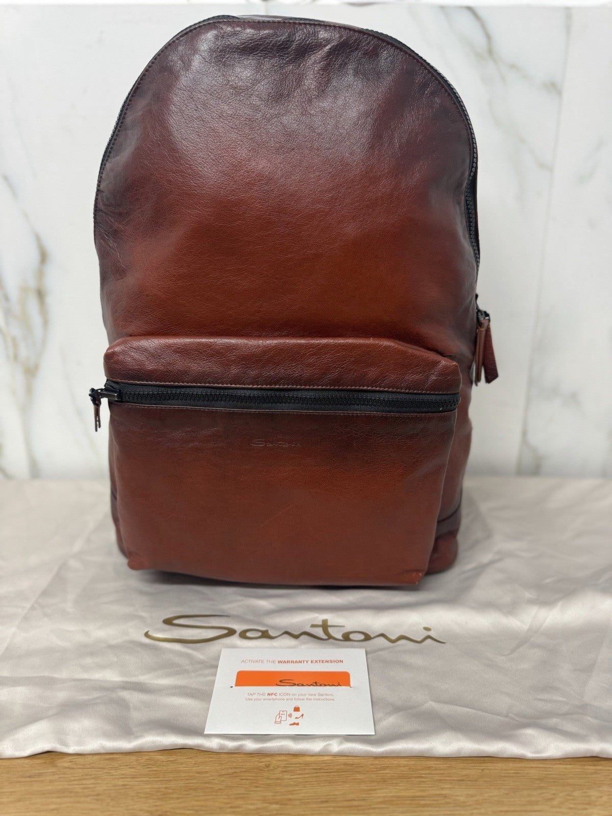 Santoni Maxi Zaino Backpack  Luxury Bag Santoni Cuoio Anticato Uomo