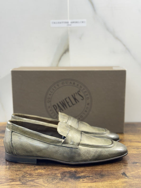 Pawelk’s Mocassino    Uomo Pelle Militare       Hand   Made  In Italy Washed  43