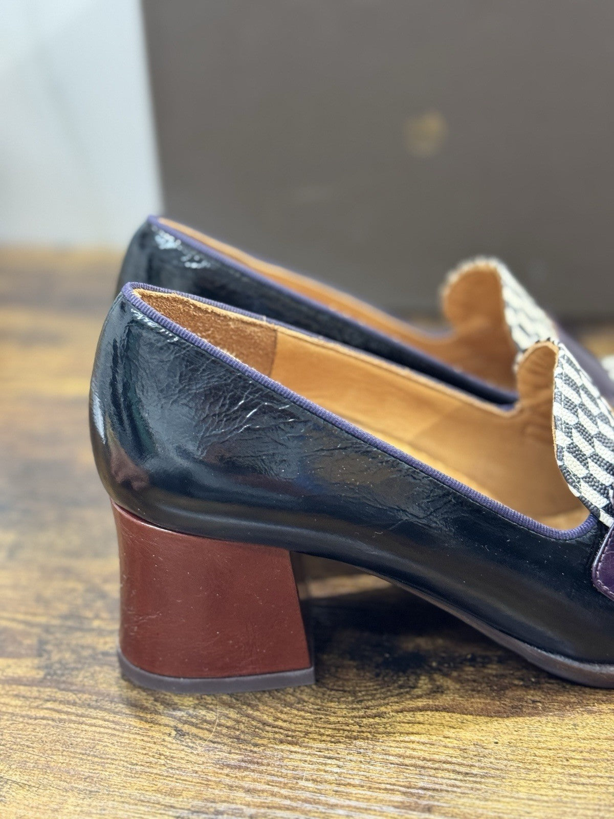 Chie Mihara Mocassino Meisin Pelle Nero Con Tacco Donna 38