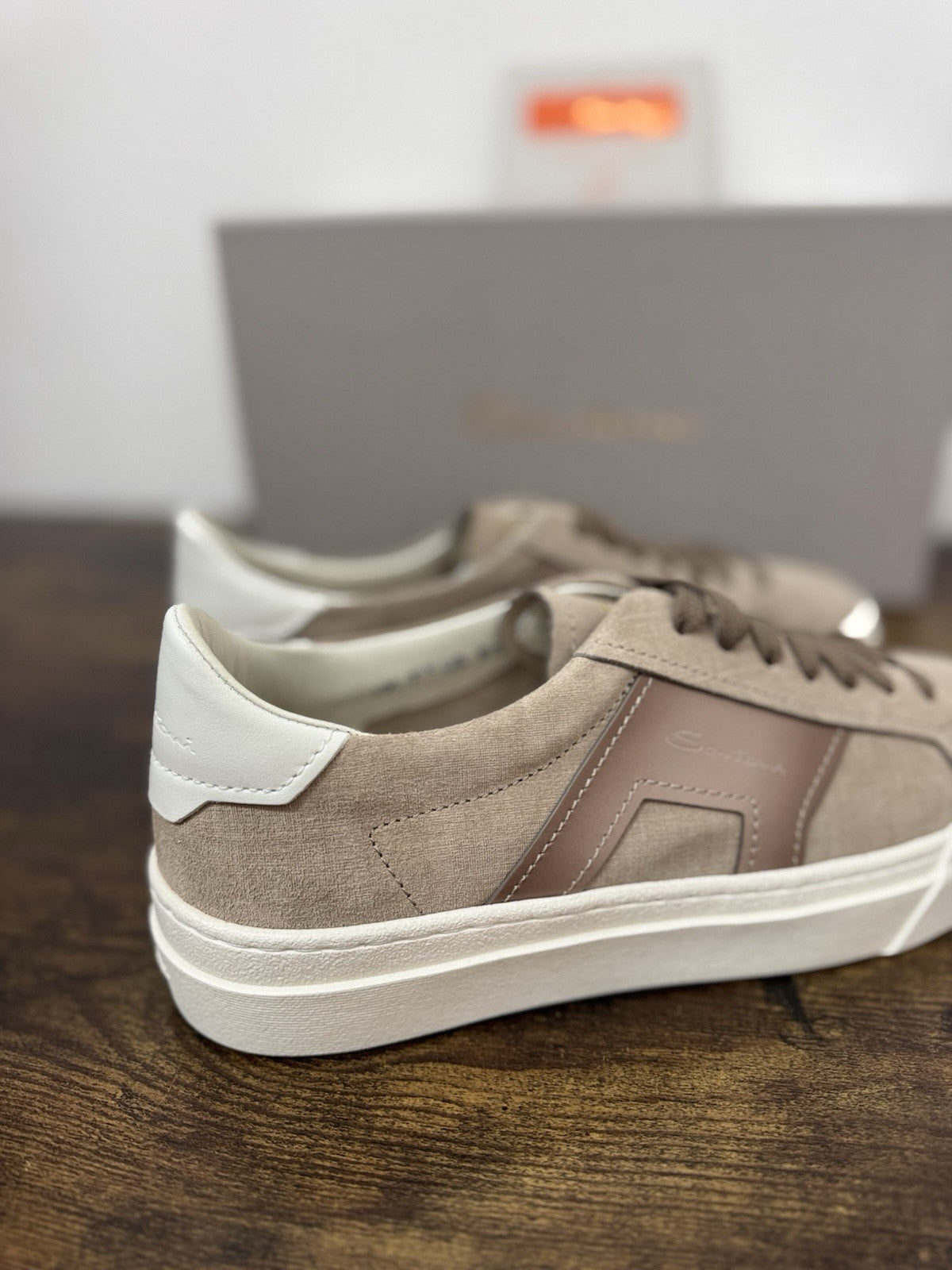 Santoni Sneaker Pelle Beige  Luxury Scarpa Santoni Uomo 41.5