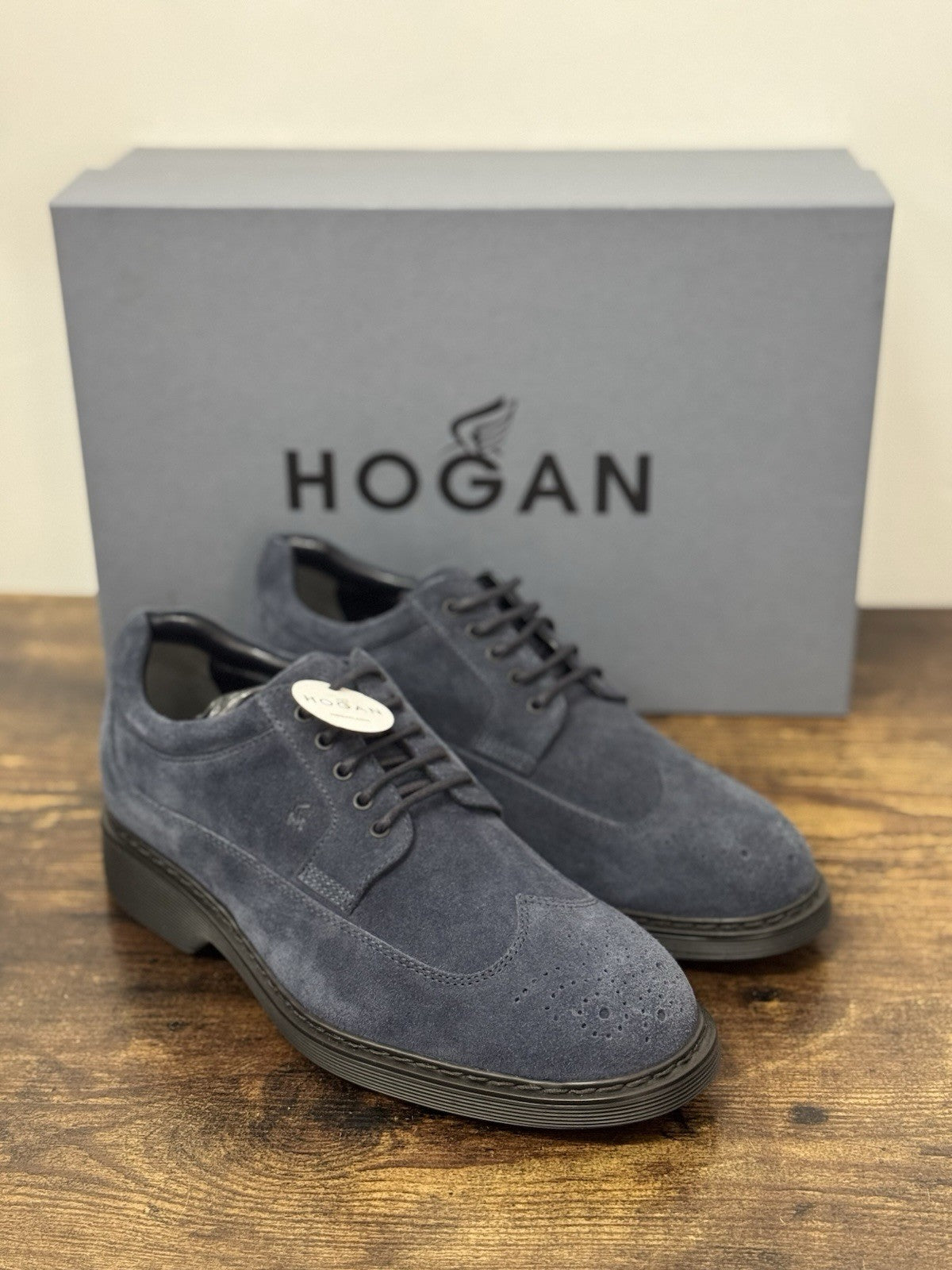 Hogan Derby Suede Blu Casual Memory Foam Hogan Business Uomo 40.5