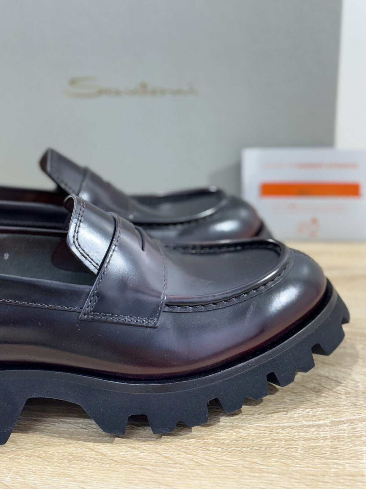 Santoni Scarpa Uomo Mocassino  Pelle Bordo’  Extra light Luxury Men Santoni 40.5