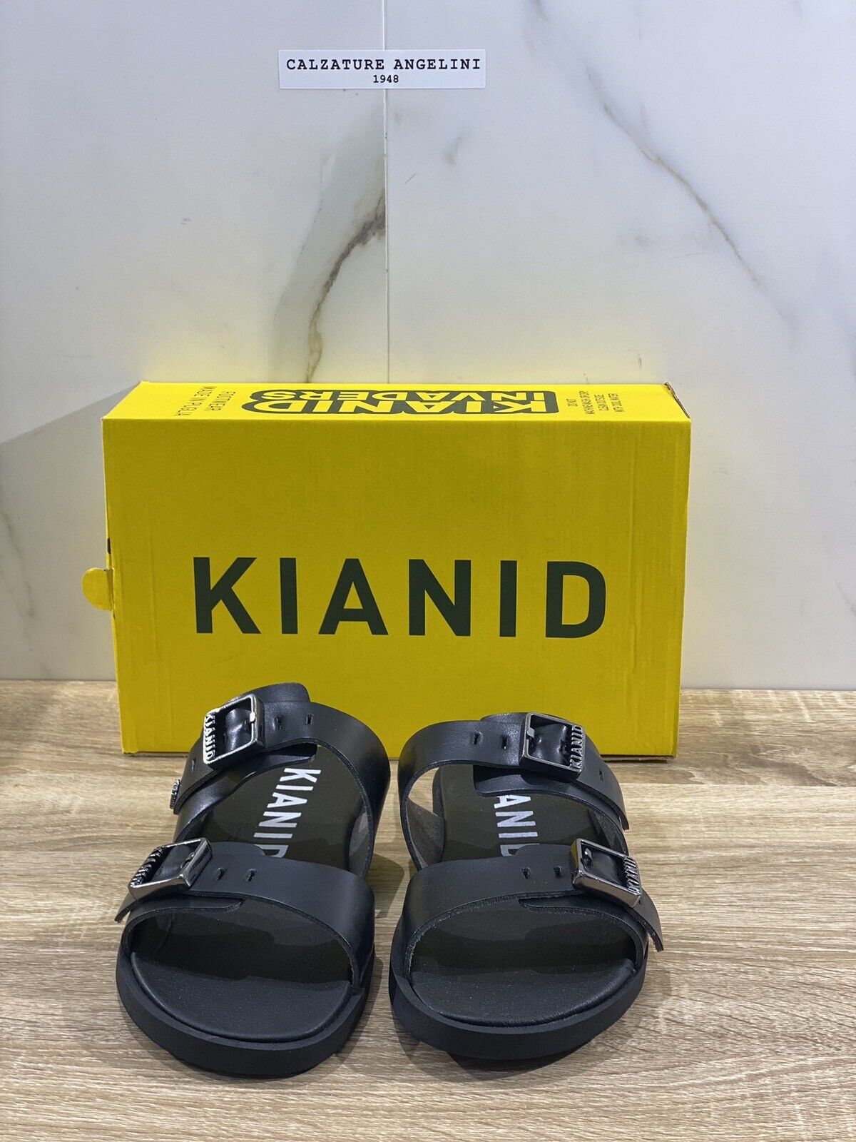 Kianid Sandalo Uomo Pelle Nero Polignano Made In Italy Casual Sandal 40