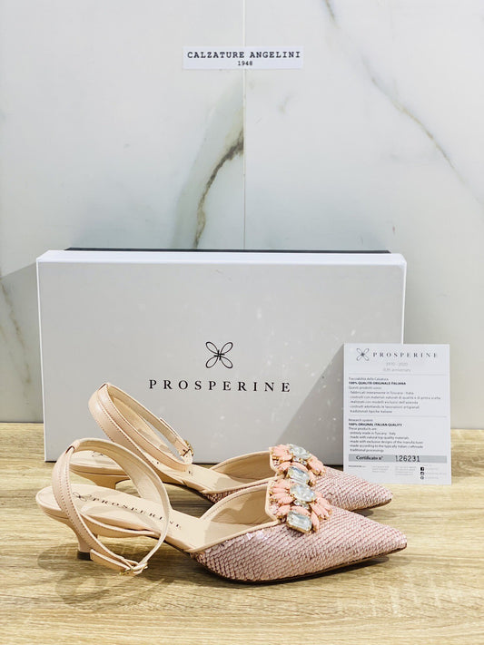Prosperine Donna  Slingback Lavorazione Sacchetto Rosa Paiettes 40
