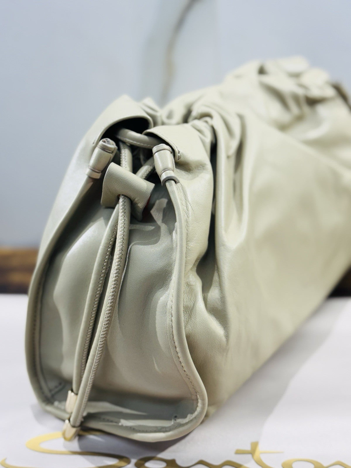 Santoni Borsa Nappa Pelle Verde Luxury Bag Santoni Pochette Donna 